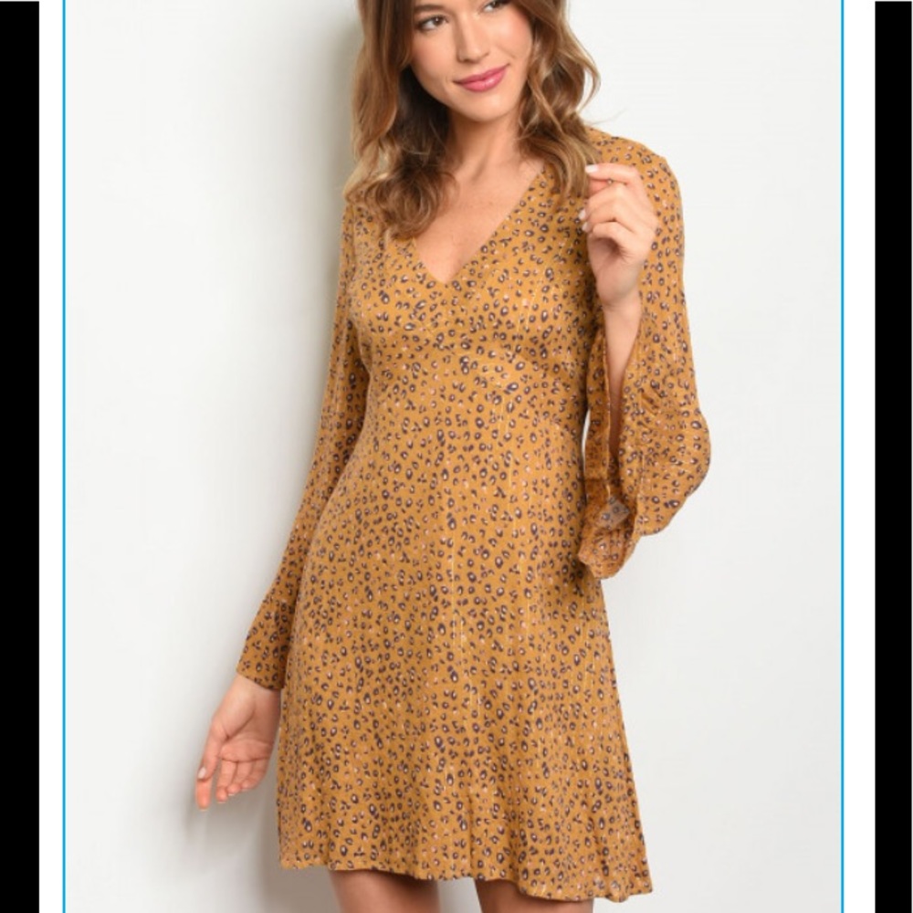 Mustard lavender animal print dress